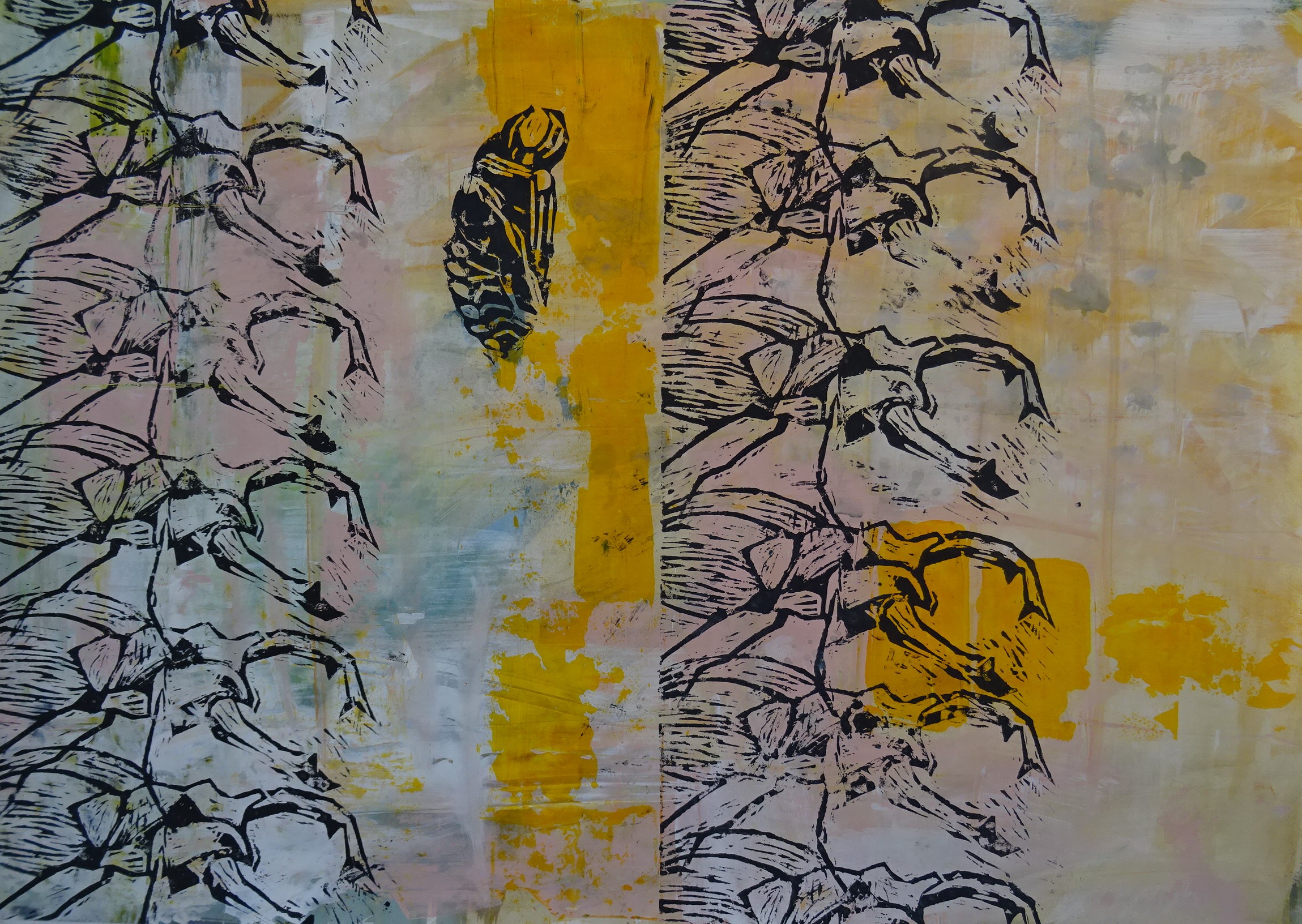 Bild von Franziska Morgner-Fanderl - Die Puppe, Acryl und Druck, 70 x 100